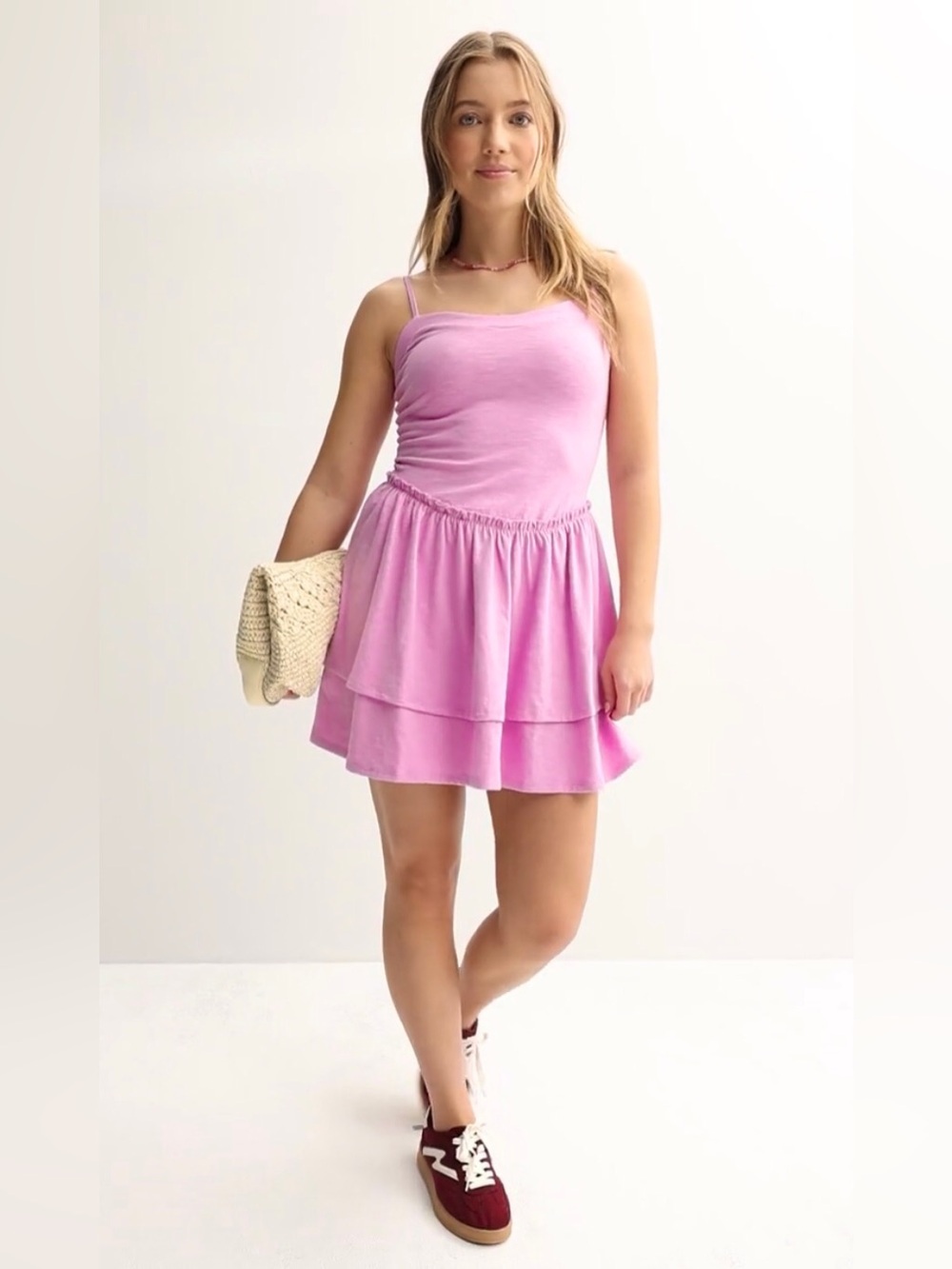 SO Juniors Pink Tiered Mini Dress XS or L Sweetheart Sleeveless A-Line Summer.